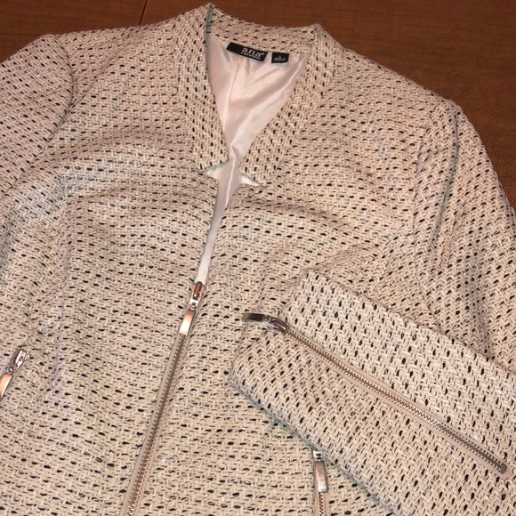 A.N.A. Lined Black and White Zip Blazer Jacket L - Picture 2 of 14